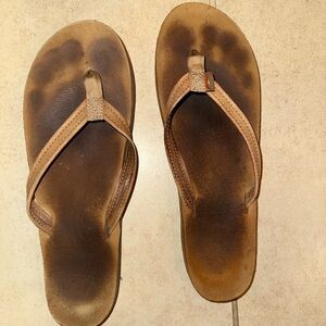 Rainbow Leather Flip Flops